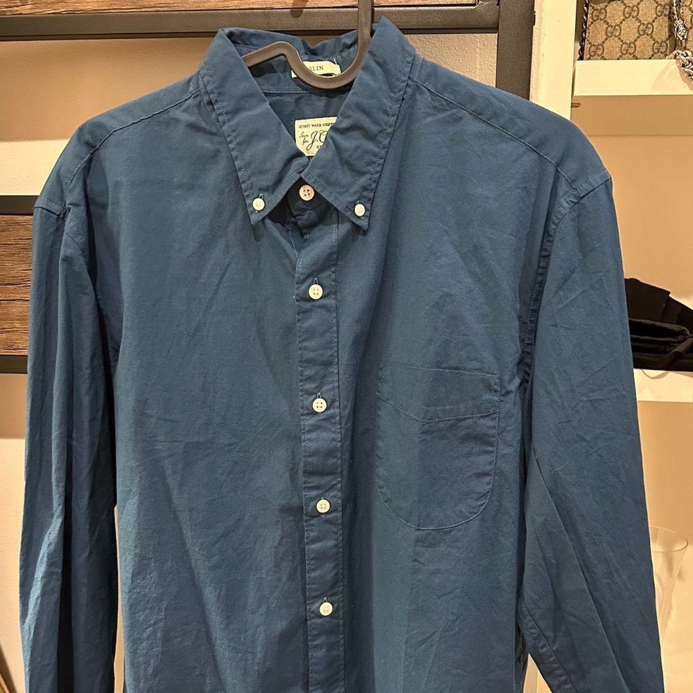 J. Crew Slim stretch Secret Wash shirt in Garment-Dyed Solid Poplin